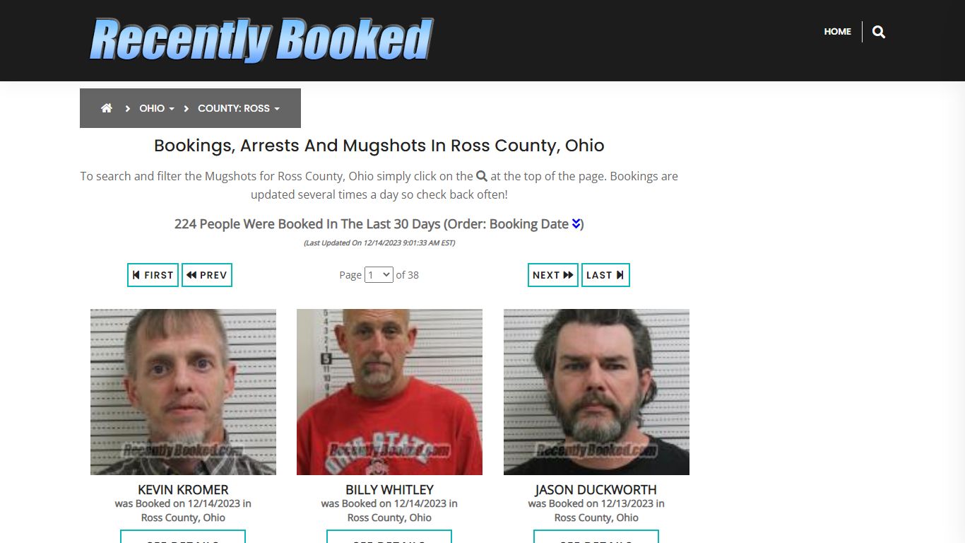Recent bookings, Arrests, Mugshots in Ross County, Ohio - Recently Booked